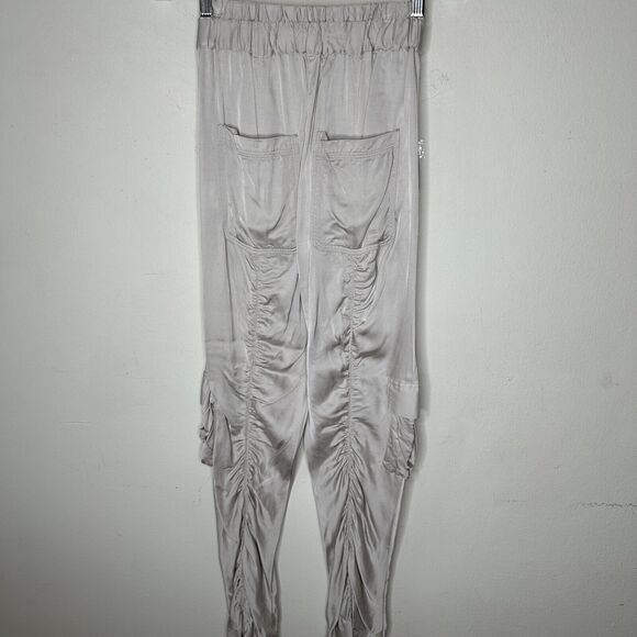 Manning Cartel Off-Duty Metallic Taupe Ruched Satin Drawstring Pocket Jogger 2 - Picture 6 of 15